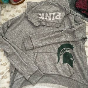 Pink oversized Michigan State hoodie